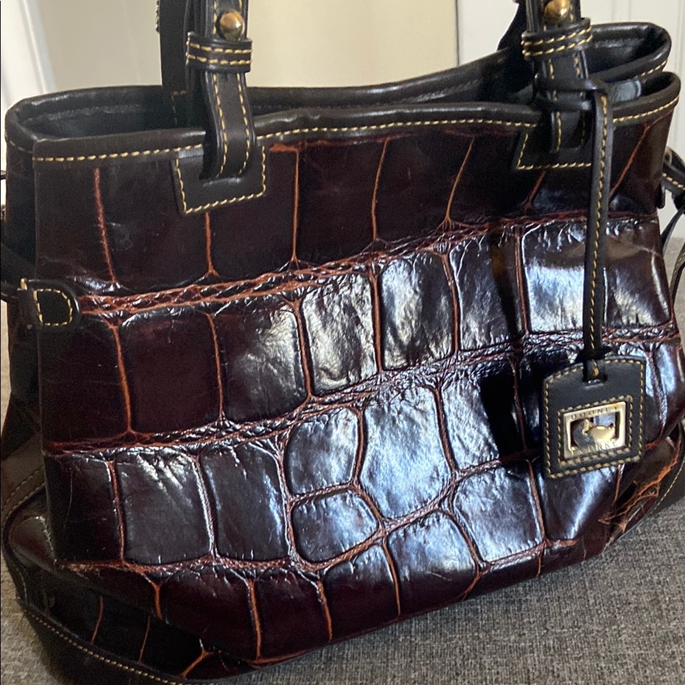 Dooney & Bourke Brown Crocodile-Embossed Tote Bag